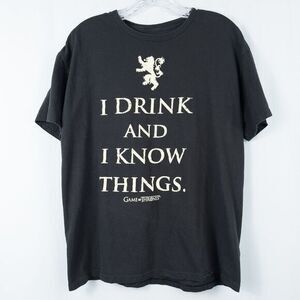 Game of Thrones I Drink and I‎ Know Things Lannister Graphic T-Shirt Large Black